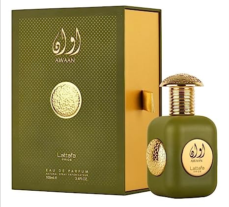 Awaan  Gold  by Lattafa Pride Eau De Parfum Spray for Unisex, 3.4 Ounce