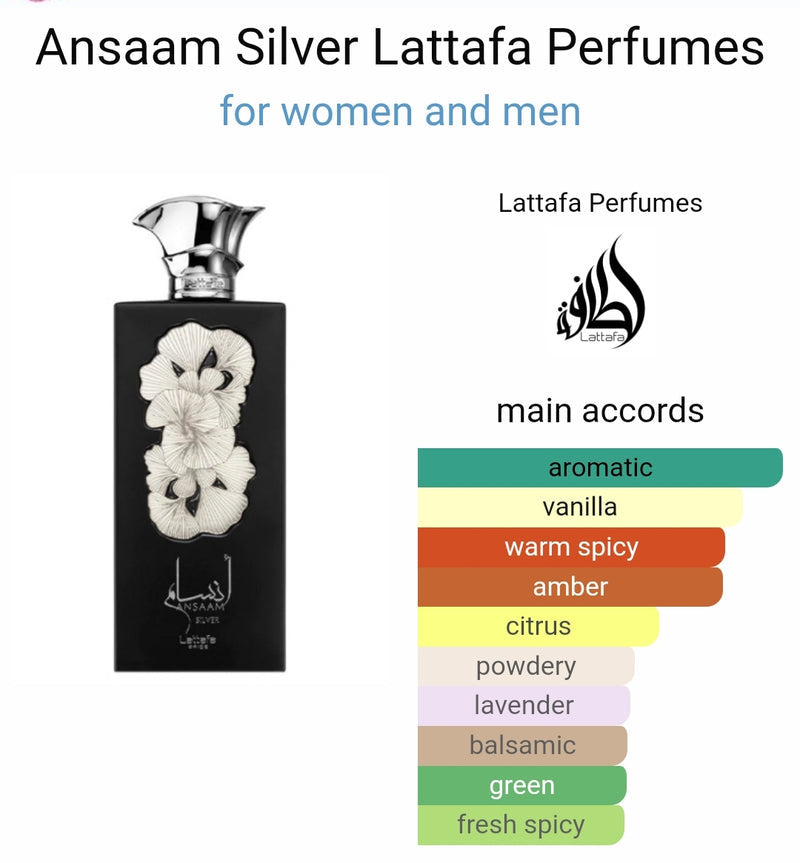 Ansaam Silver EDP -Eau De Parfum 100 ML (3.4 Oz) I By Lattafa Pride